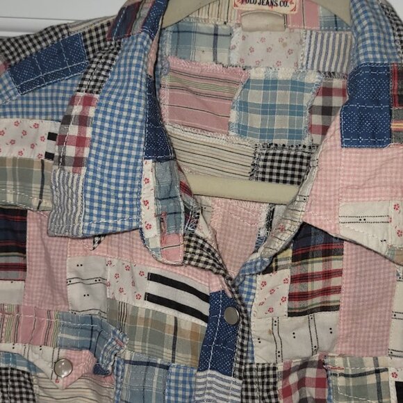 Polo Jeans Co. Vintage Ralph Lauren Patchwork Madras Ladies Western Shirt Pearl - Picture 6 of 16